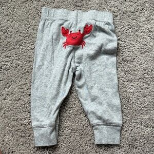 Carter's Gray Baby Pants with Red Crab Embroidery